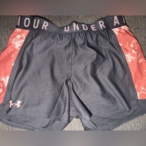 Under Armour Charcoal and Coral Performance Shorts